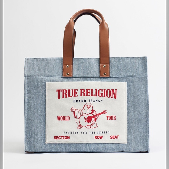 NWT! TIK TOK VIRAL TRUE RELIGION DENIM TOTE BAG! ROOMY! - Picture 3 of 4